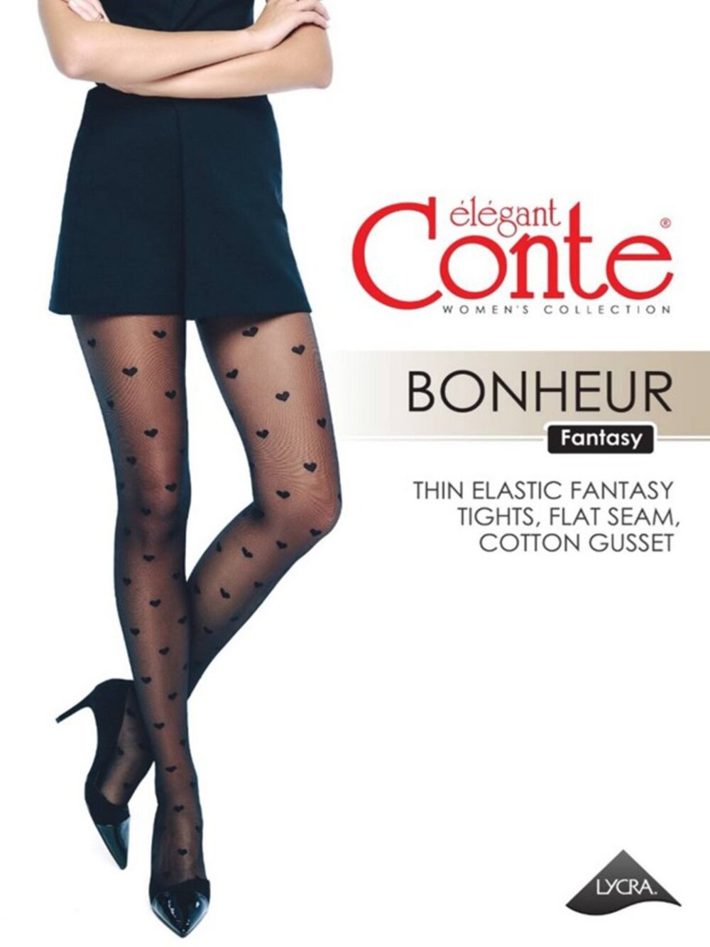 Conte Bonheur 20 Den - Fantasy Women's Tights with a "heart" pattern